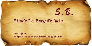 Sisák Benjámin névjegykártya